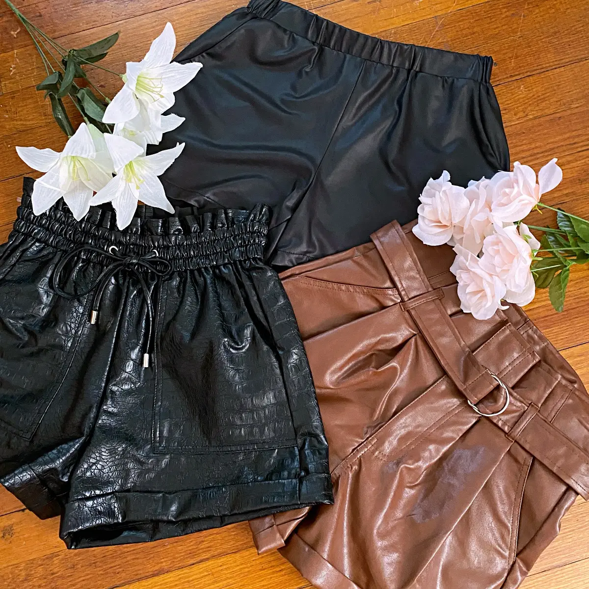 leather shorts outfits