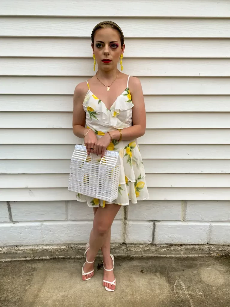 lemon print dress outfit
