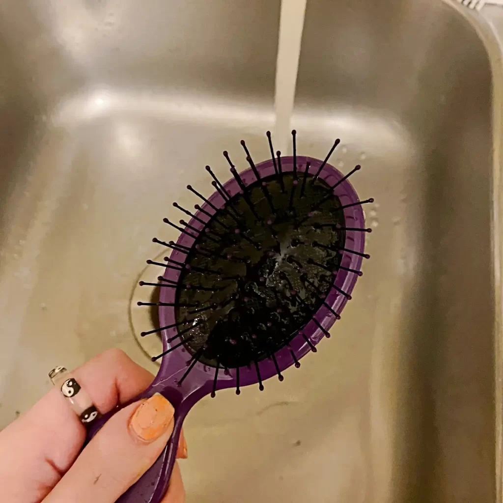 clean hairbrush