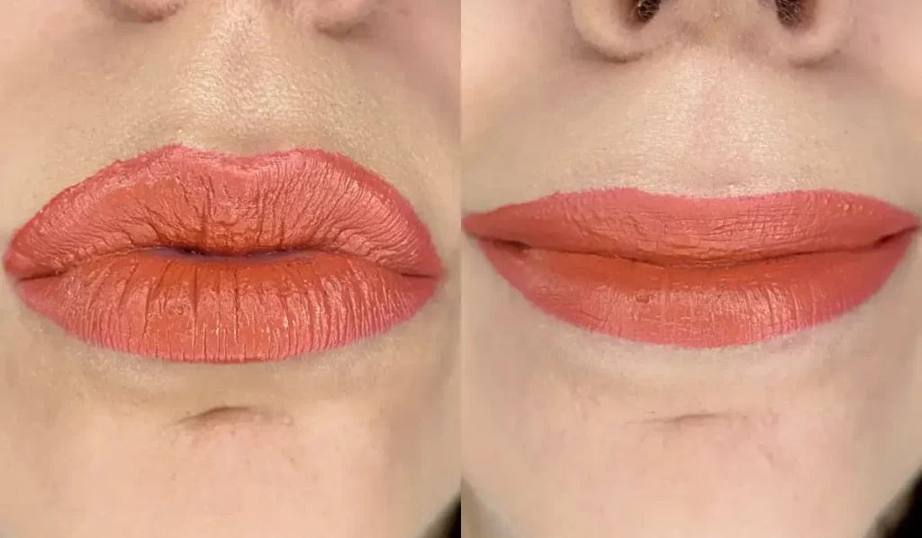 wearing Kissable Liquid Lipstick in Mad About Mauve