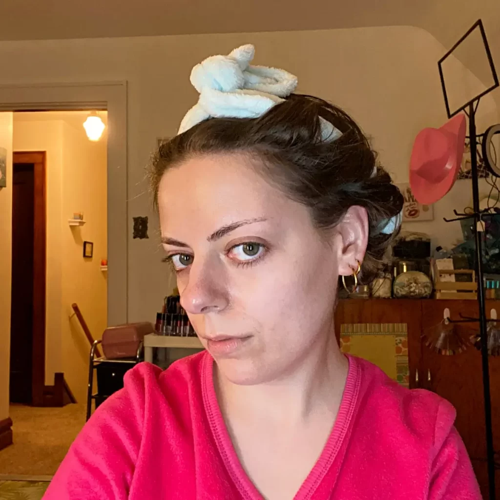 hair wrapped around spa headband