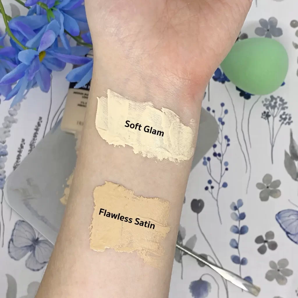 elf satin foundation comparison swatches