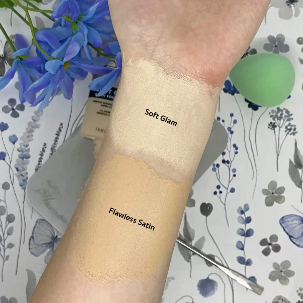 elf satin foundation comparison swatches