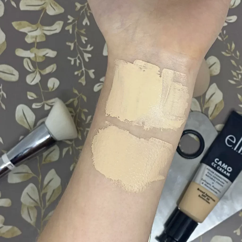 elf Camo CC Cream vs. Hydrating swatches fair 120 n