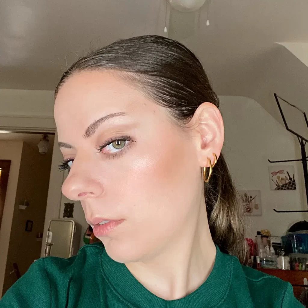 wearing laura geller baked powder foundation