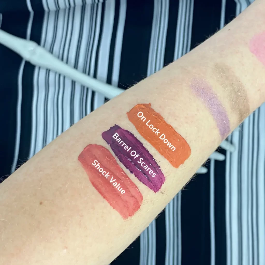 wet n wild nightmare before christmas lip and cheek color swatches