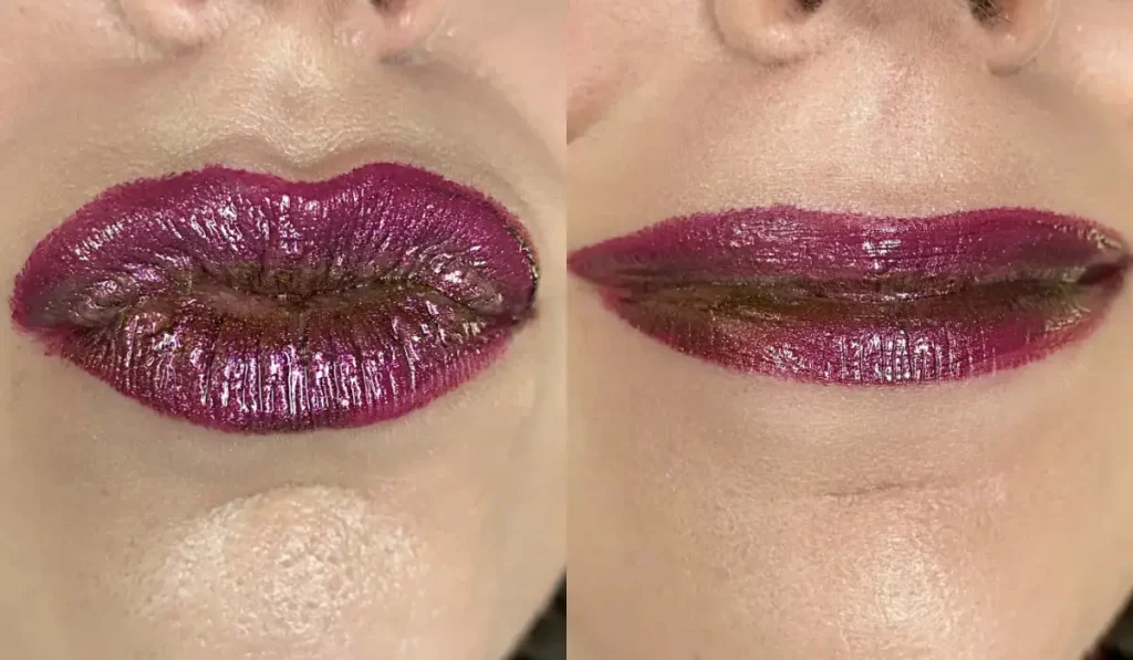 wearing wet n wild Chameleon Chrome Lip Foil celestial dance