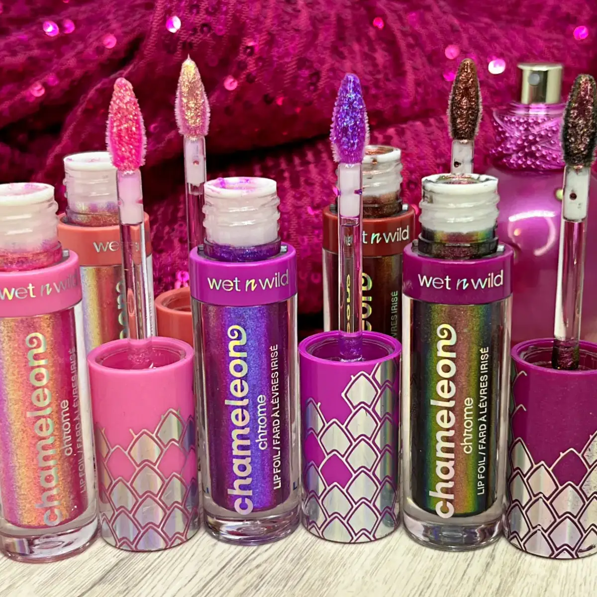 yt c key foiled lip gloss wet n wild Chameleon Chrome Foil Review, Swatches, Tested Wear alone or over